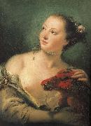 Giovanni Battista Tiepolo There are parrot portrait of young woman oil painting